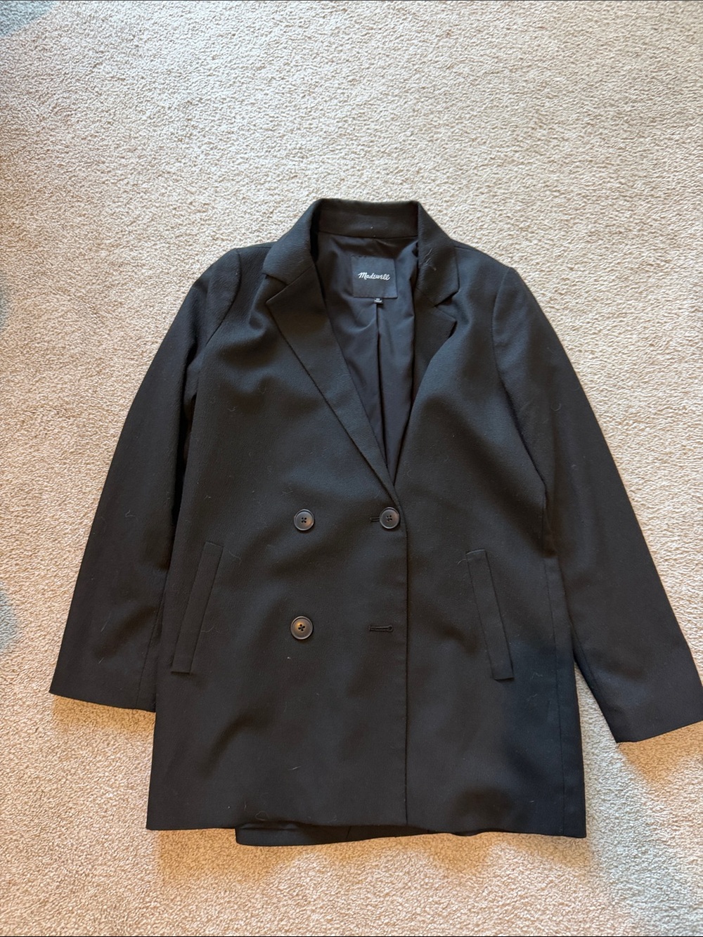 Madewell Black Double-Breasted Blazer Jacket